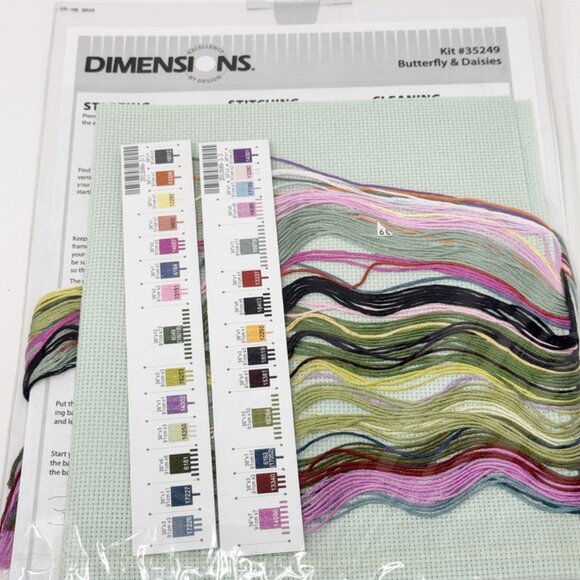 Dimensions BUTTERFLY & DAISIES Cross Stitch Kit   Pink Flowers #35249 NEW - Picture 7 of 9